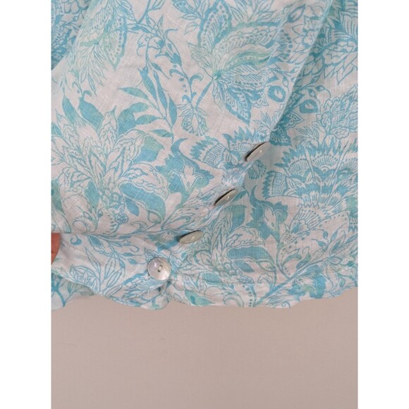 Sigrid Olsen Womens Plus 3X Floral 100% Linen Shirt Relaxed Beach Side Buttons - Picture 5 of 7
